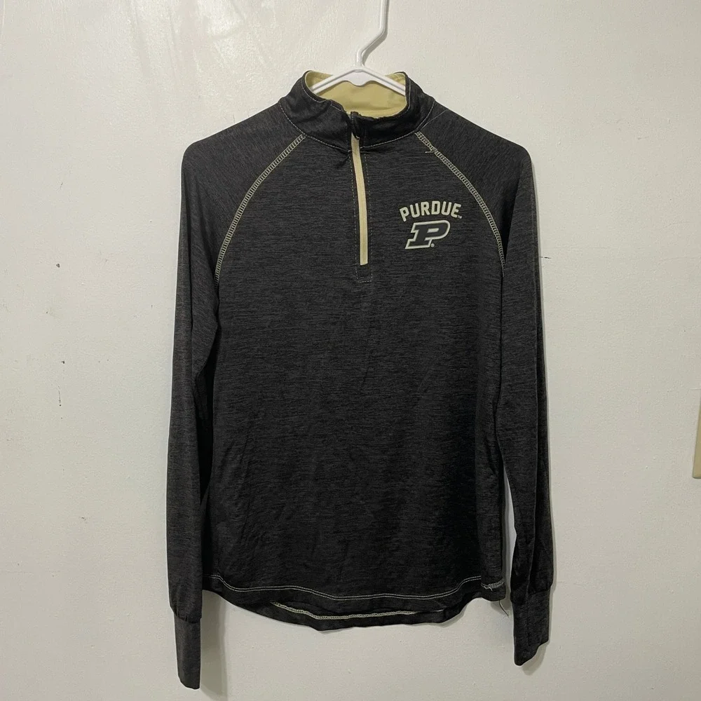 Colosseum‎ Purdue Boilermakers Womens Quarter Zip Pullover Gray Gold M